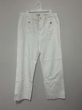 J Crew Relaxed Sailor Demi Boot Jeans Women's 32T White Gold Crest Buttons